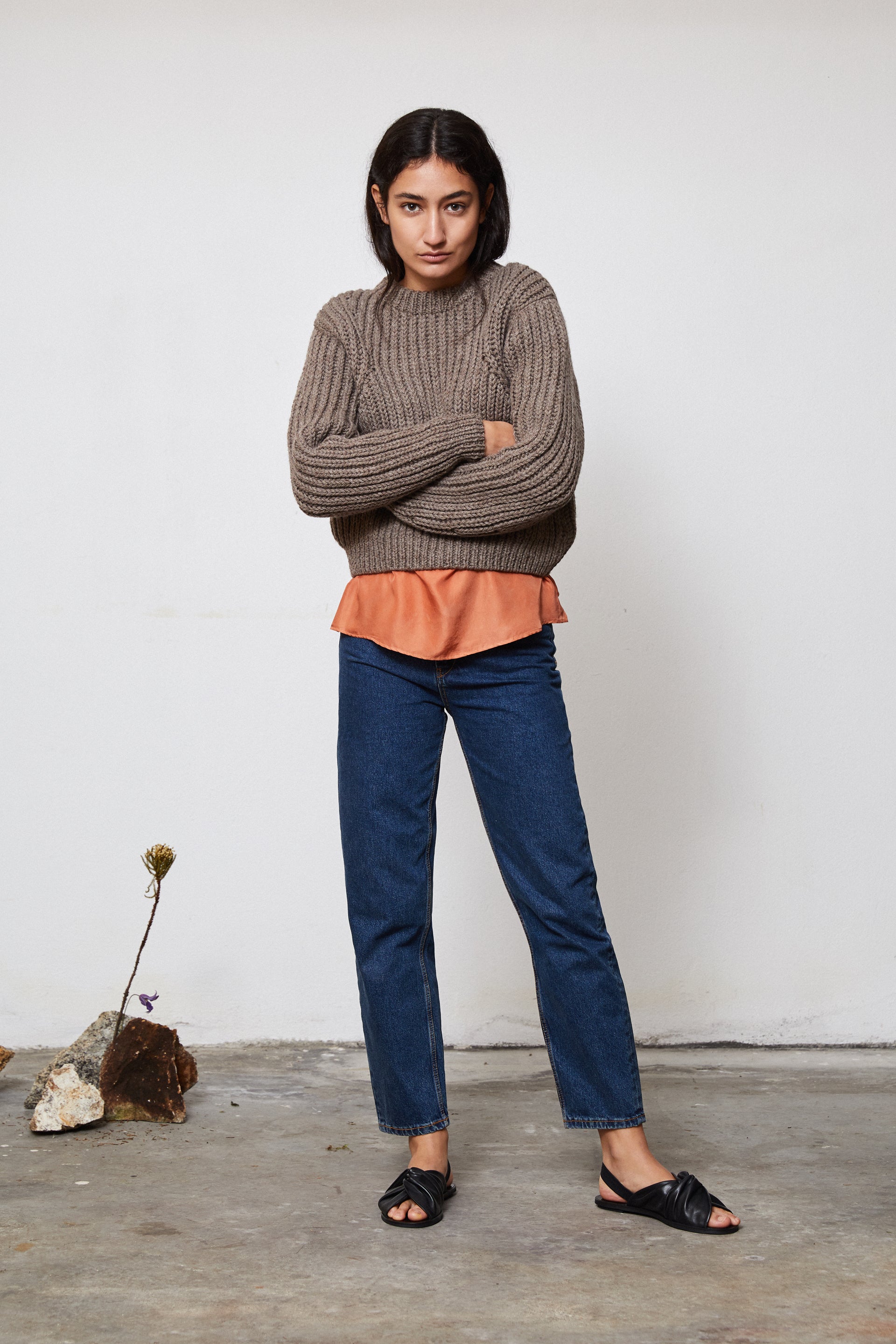 UNDYED, WOOL, HAND KNITTED, JUMPER, SWEATER, FISHERMAN RIBB, STYLISH, SUSTAINABLE, HAND-CRAFTED, WOMENSWEAR