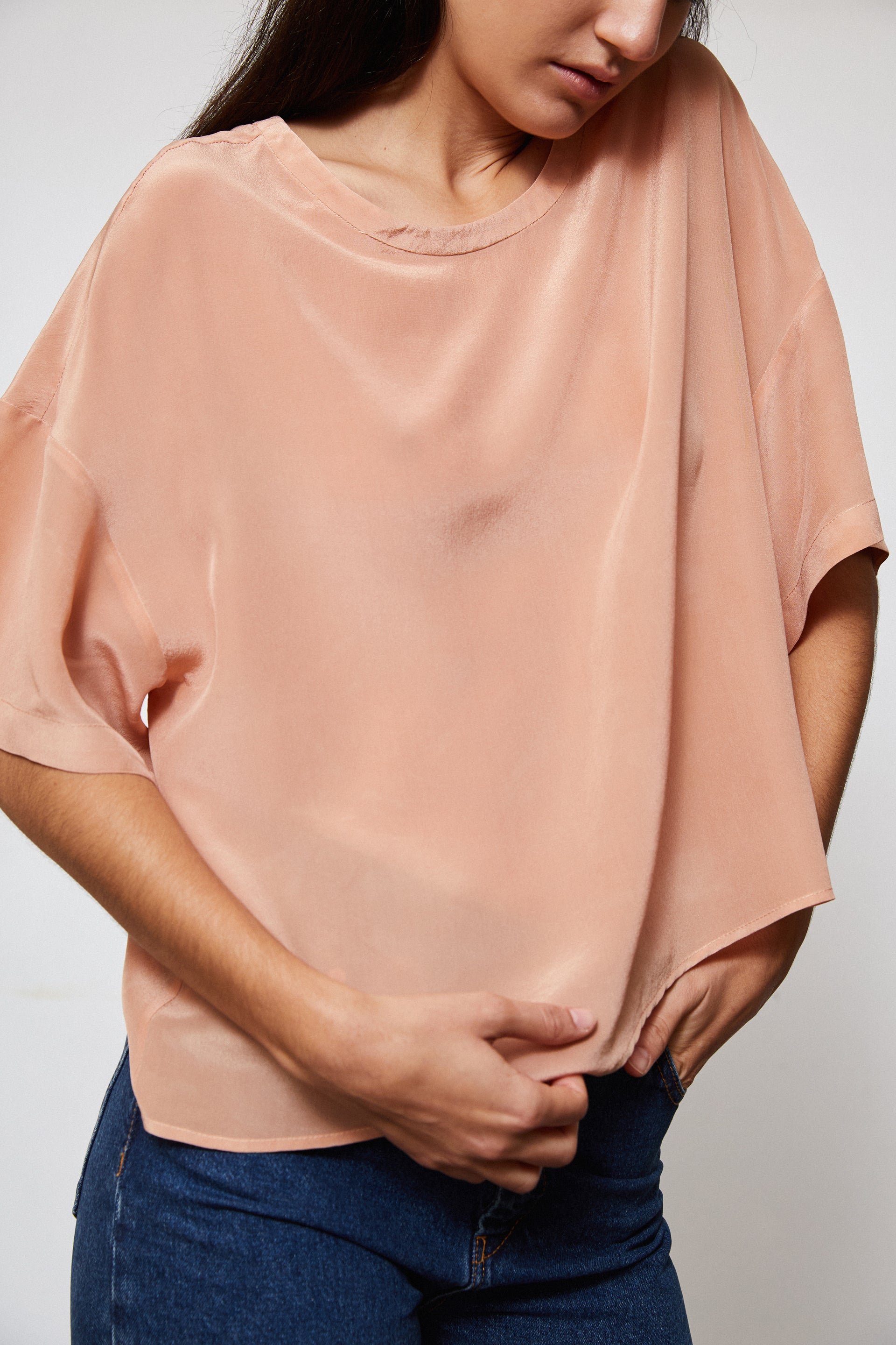 Avocado T top detail - natural dye texture