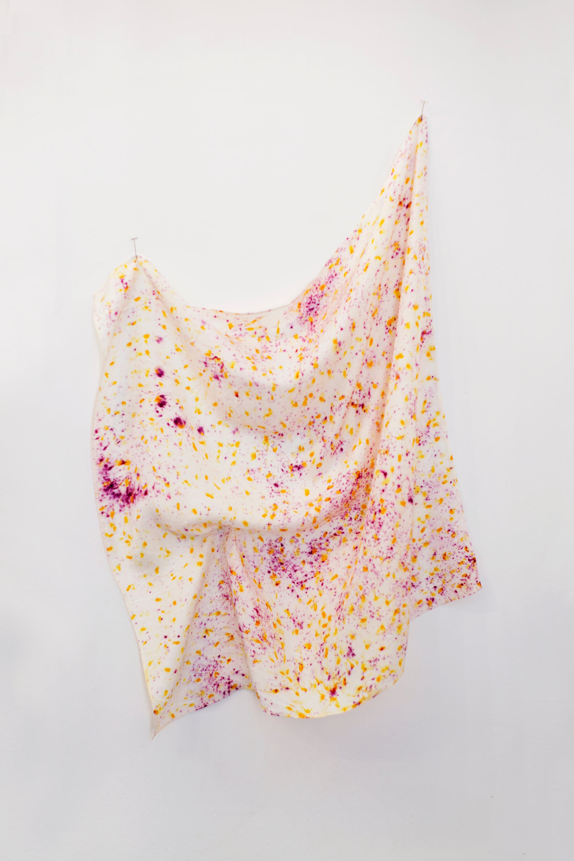 FLOWER PETAL PRINTED SILK SCARF - WILD HARVESTED COTA TINCTORIA AND COCHINEAL