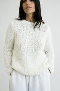 Algarrobo Jumper in soft ivory — hand-knitted merino wool.