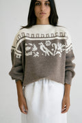 Criollo Jumper in warm brown — hand-knitted merino wool.