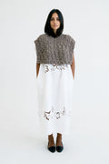 Vest Higo in warm brown — hand-knitted merino wool.