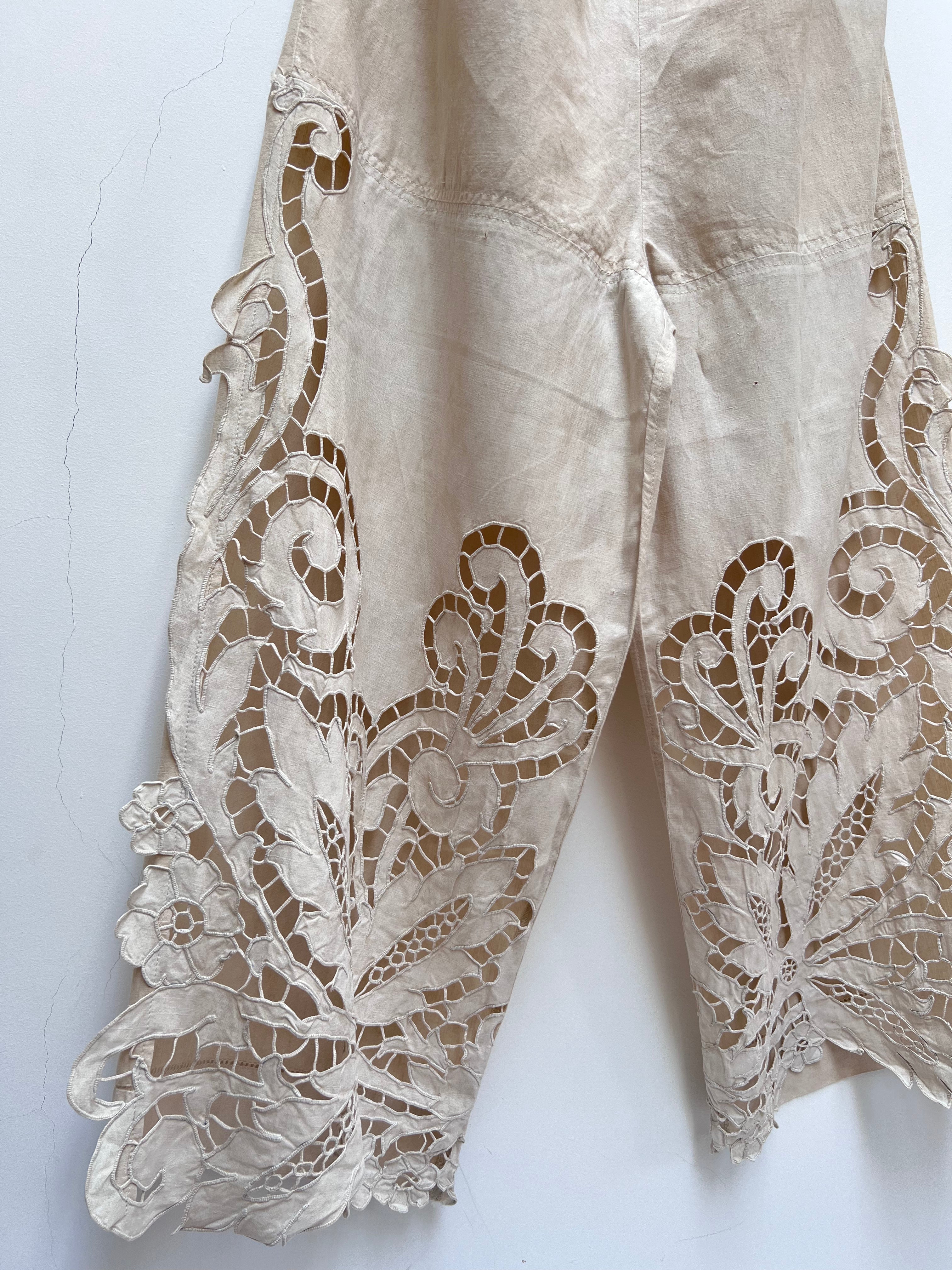 Totora trousers coffee grounds styling - sustainable fashion piece