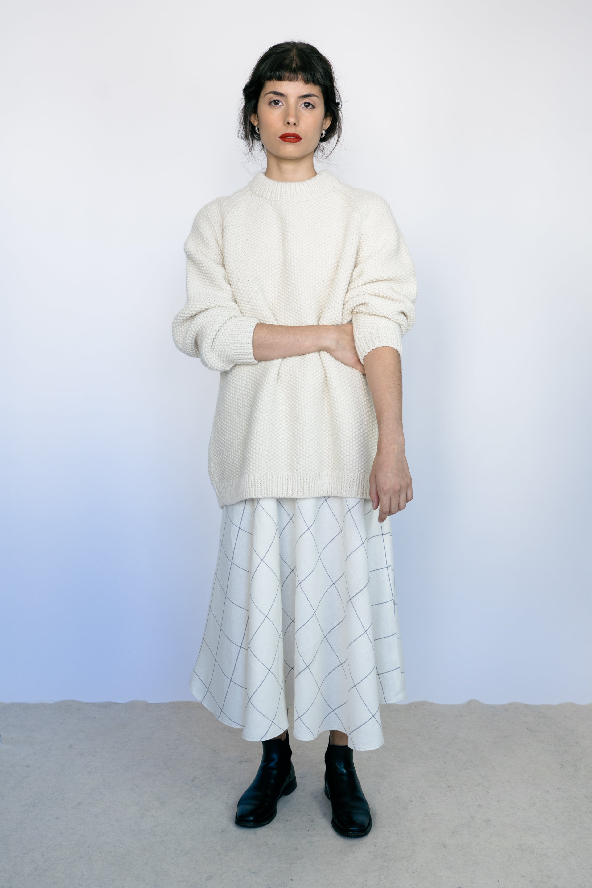 HAND KNITTED WOOL JUMPER ROBLE - IVORY