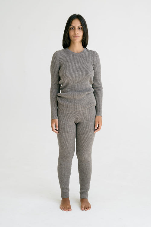 Truco Crew Neck detail — hand-knitted merino wool texture up close.