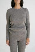 Truco Crew Neck in Taupe — hand-knitted merino wool.