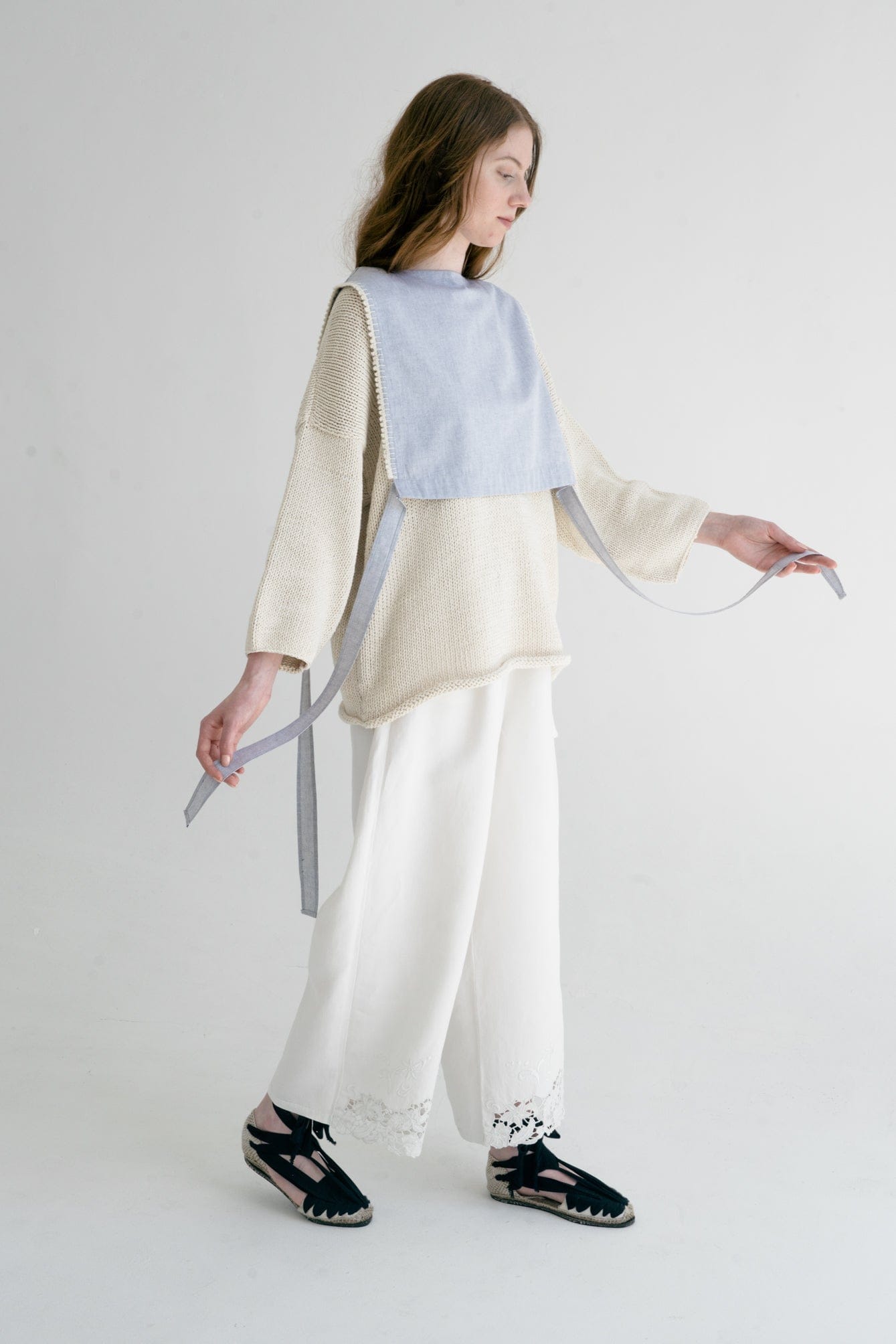 Aromita Slipover Top in sky blue — merino wool.