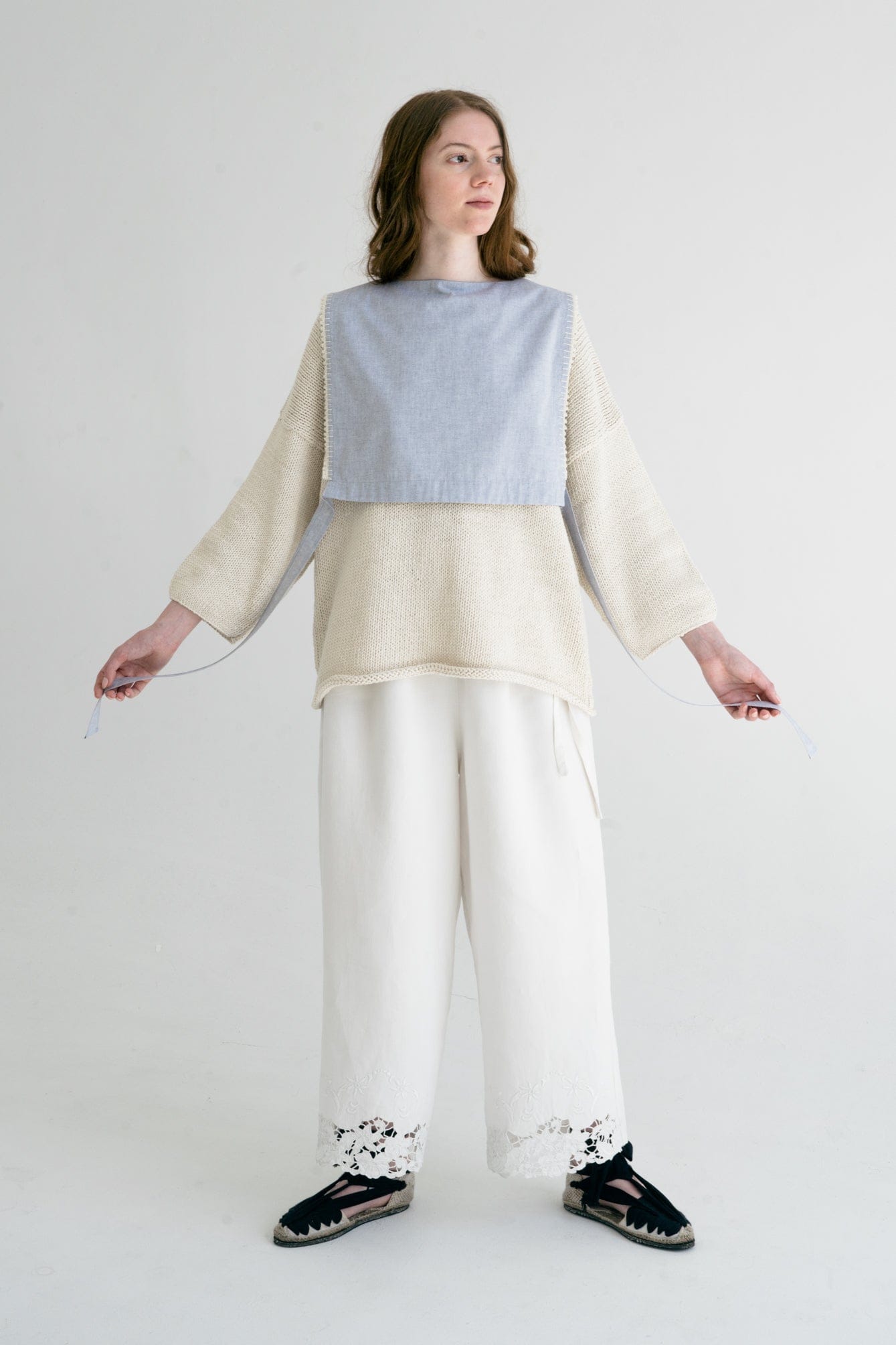Aromita Slipover Top detail — merino wool texture up close.