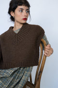 Bunon Vest in earth brown — hand-knitted wool.