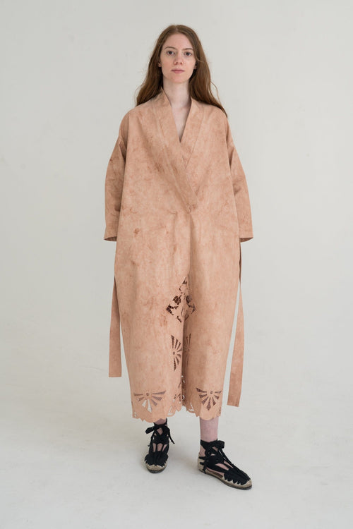 Cina Robe Dress in rose-blush — hand-dyed cotton.