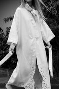 Cina Robe Dress in natural undyed tone — linen.