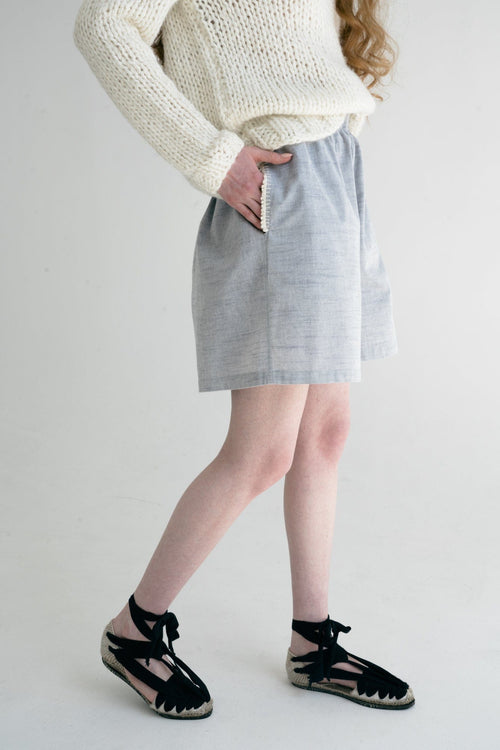 Guaimi Short detail — merino wool texture up close.