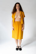Hand Dyed Silk Nico Shirt in warm amber — hand-dyed silk twill.