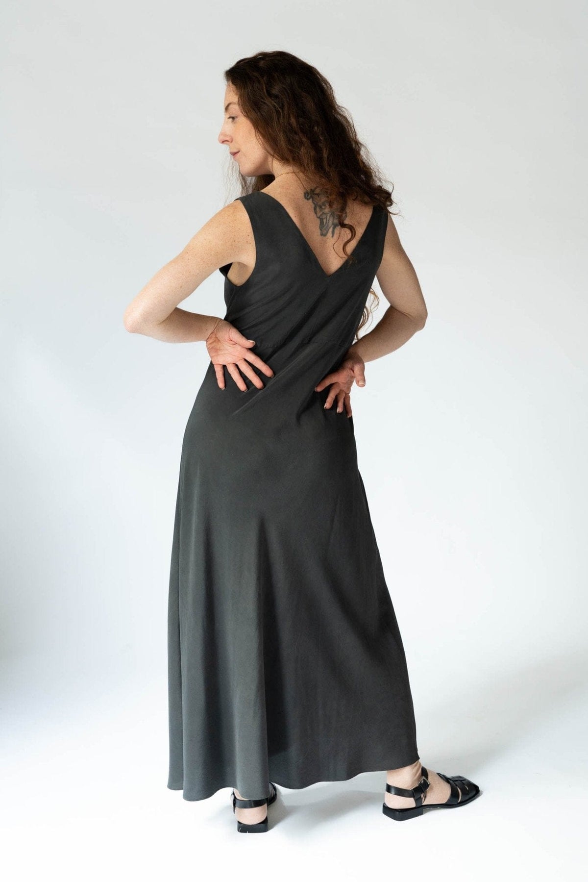 hand dyed silk dress Aurora Moonlit Lilac Hand-Dyed Silk Jacquard Maxi Dress SilkandBears