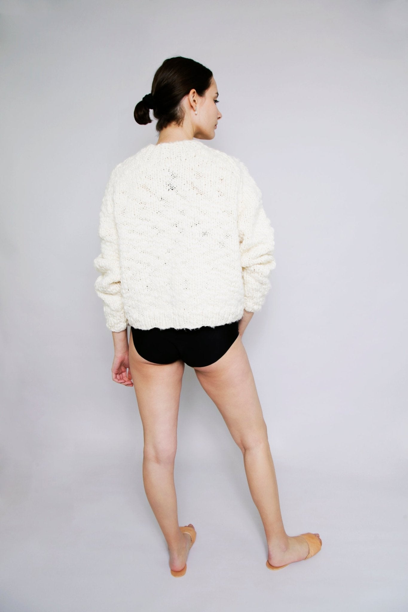 HAND KNITTED WOOL CAVEN JUMPER - IVORY - ound - 