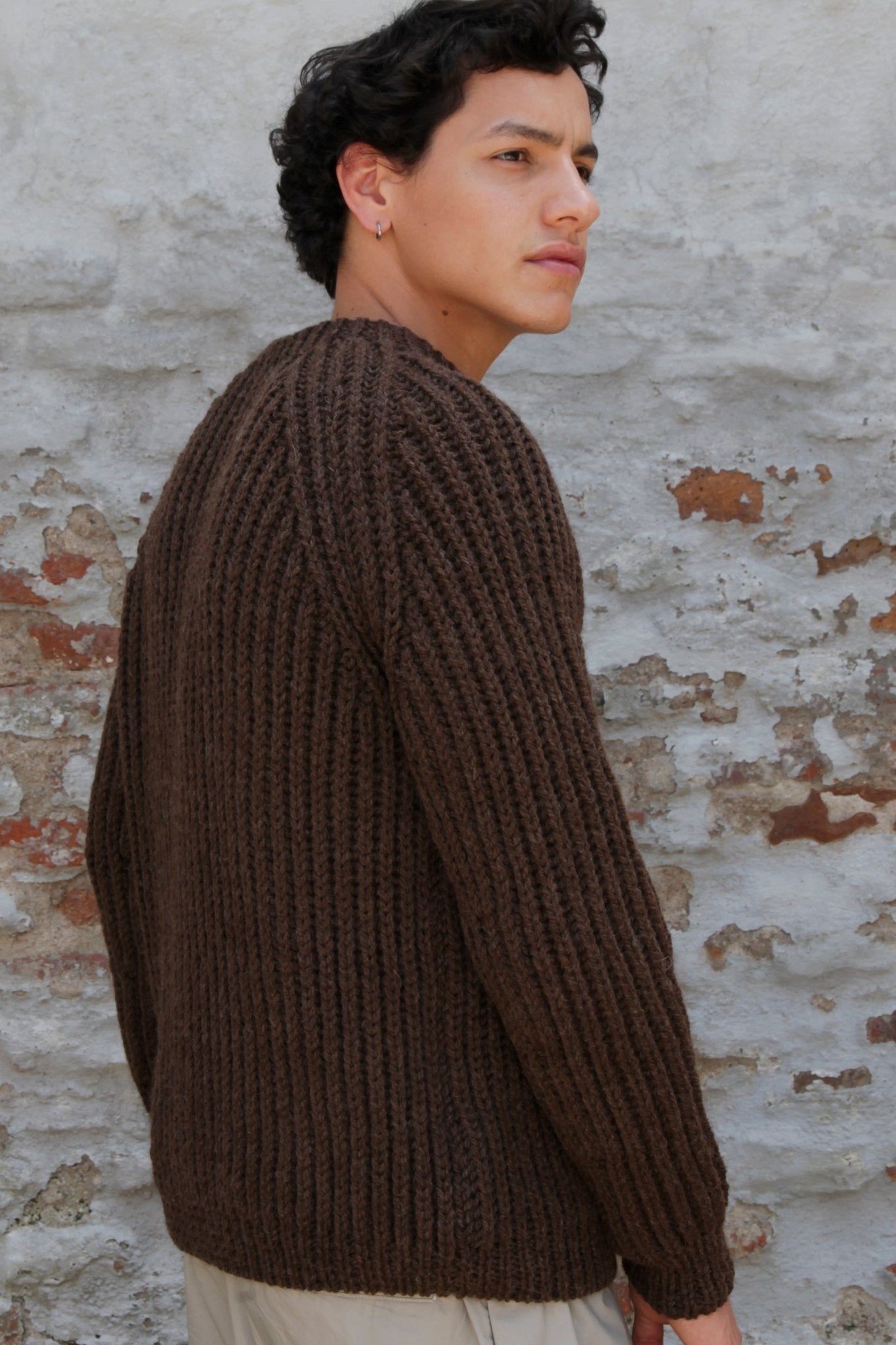 MEN´S HAND KNITTED WOOL JUMPER - EARTH - ound - 