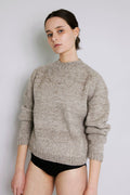 Molle Jumper in soft stone grey — hand-knitted merino wool.