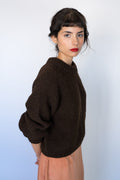 Naca Jumper in earth brown — hand-knitted wool.