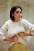 Ombu Jumper in soft ivory — hand-knitted merino wool.