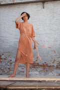 T Dress in soft yellow — hand-dyed silk.