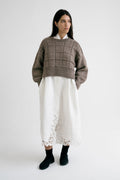 Tala Jumper in warm brown — hand-knitted merino wool.