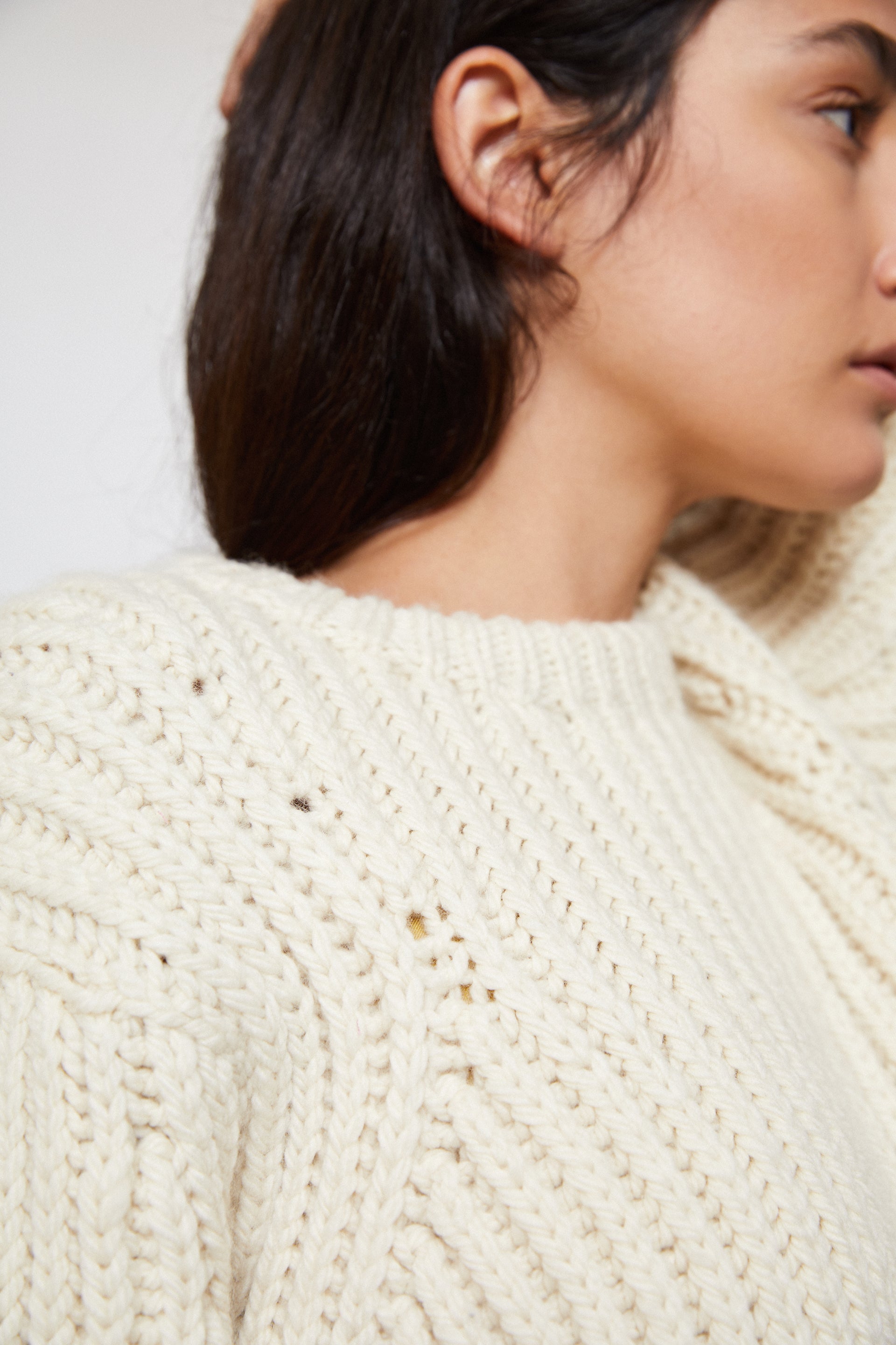 UNDYED, WOOL, HAND-KNITTED, JUMPER, SWEATER, FISHERMAN RIBB, STYLISH, SUSTAINABLE, HAND-CRAFTED, WOMENSWEAR 