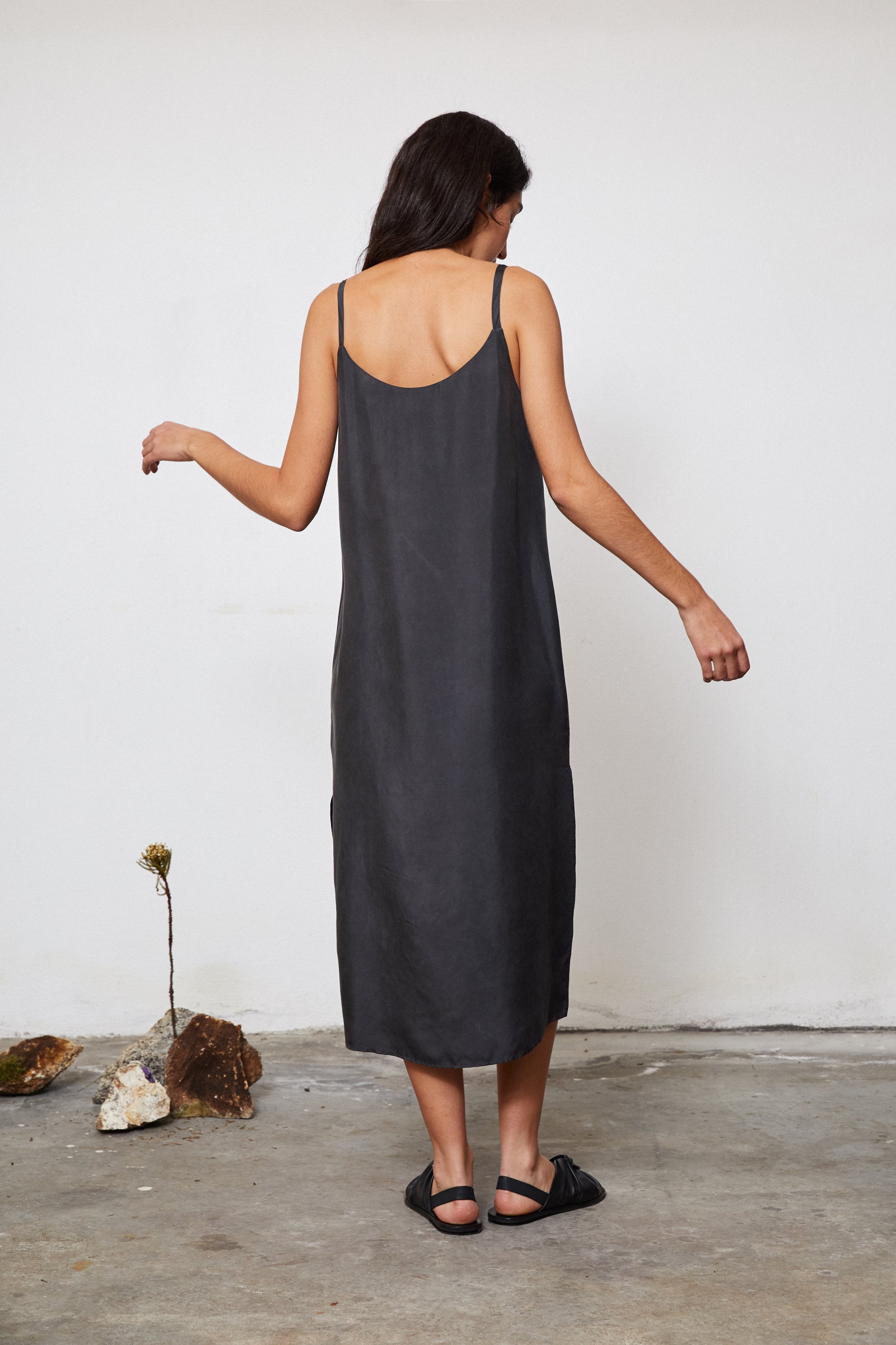 Eucalyptus slip dress full view - organic design