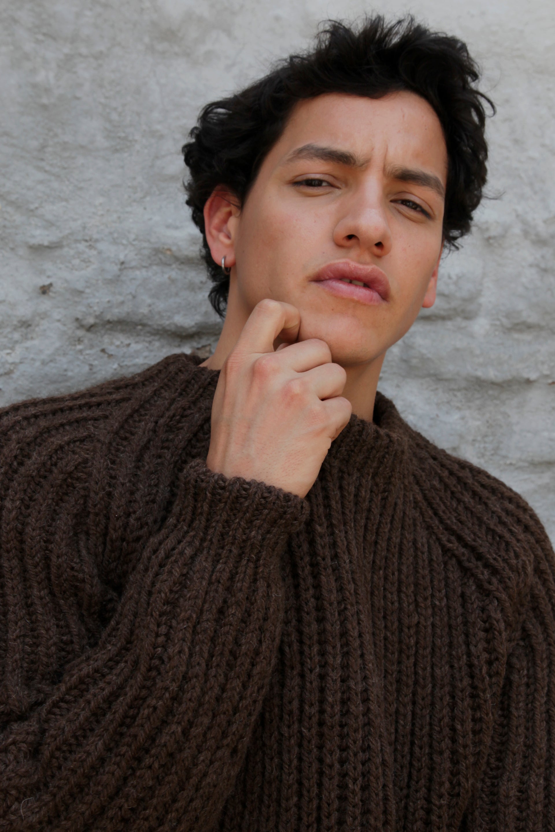 MEN´S HAND KNITTED WOOL JUMPER - EARTH