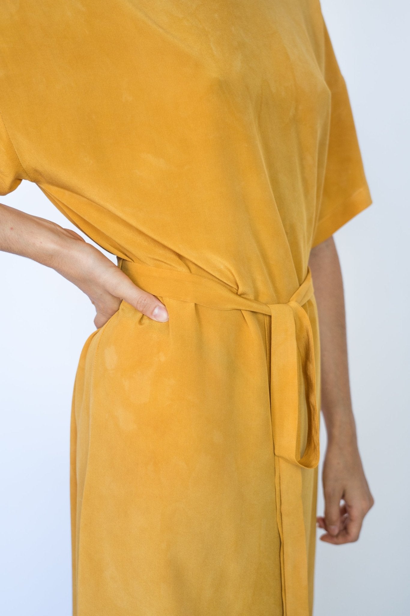 Silk dress with natural dye detail