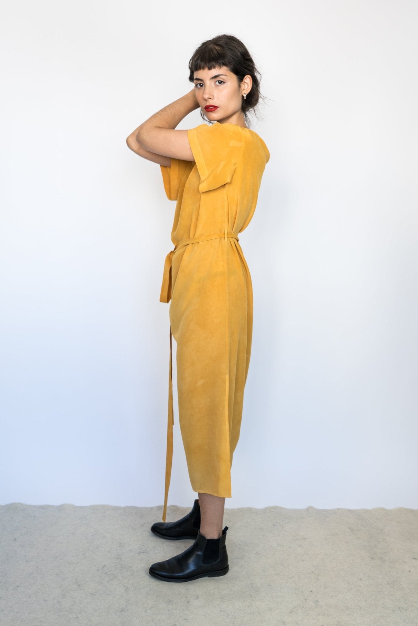 T DRESS ONION silk natural dyed dress