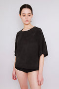 T Top in deep grey-green — hand-dyed silk.